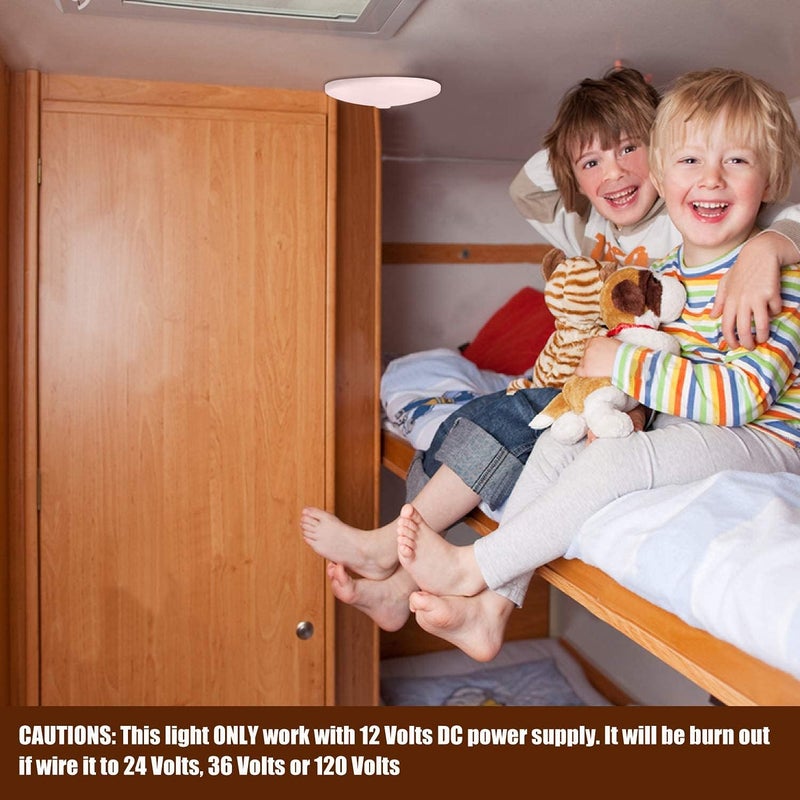 FACON 2-Pack Ultra Slim 4.5'' 12V RV Puck Lights w/Switch, SY-SM45 4000K Cool White LED Interior Lights for RVs, Camper Van, Boats, 12V Dome Light Fixture – cETL Certified - Image 3